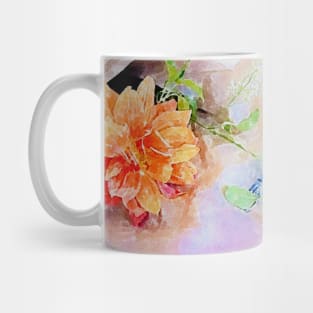 orange color bouquet, bunch of flowers(paint with watercolors) Mug